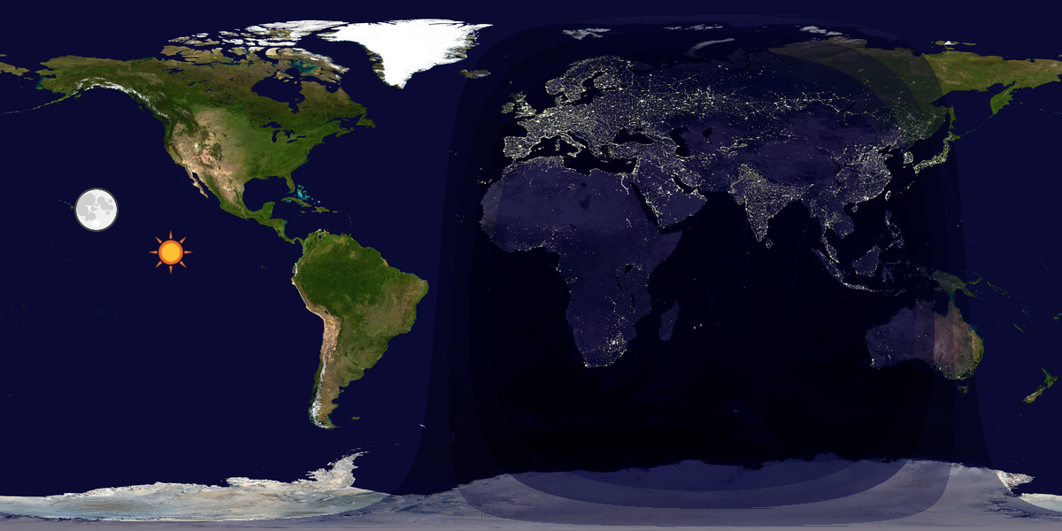 Verdenskart som viser dag og natt 