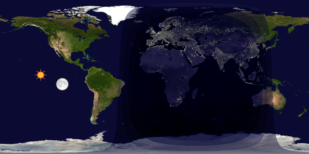 Verdenskart som viser dag og natt 