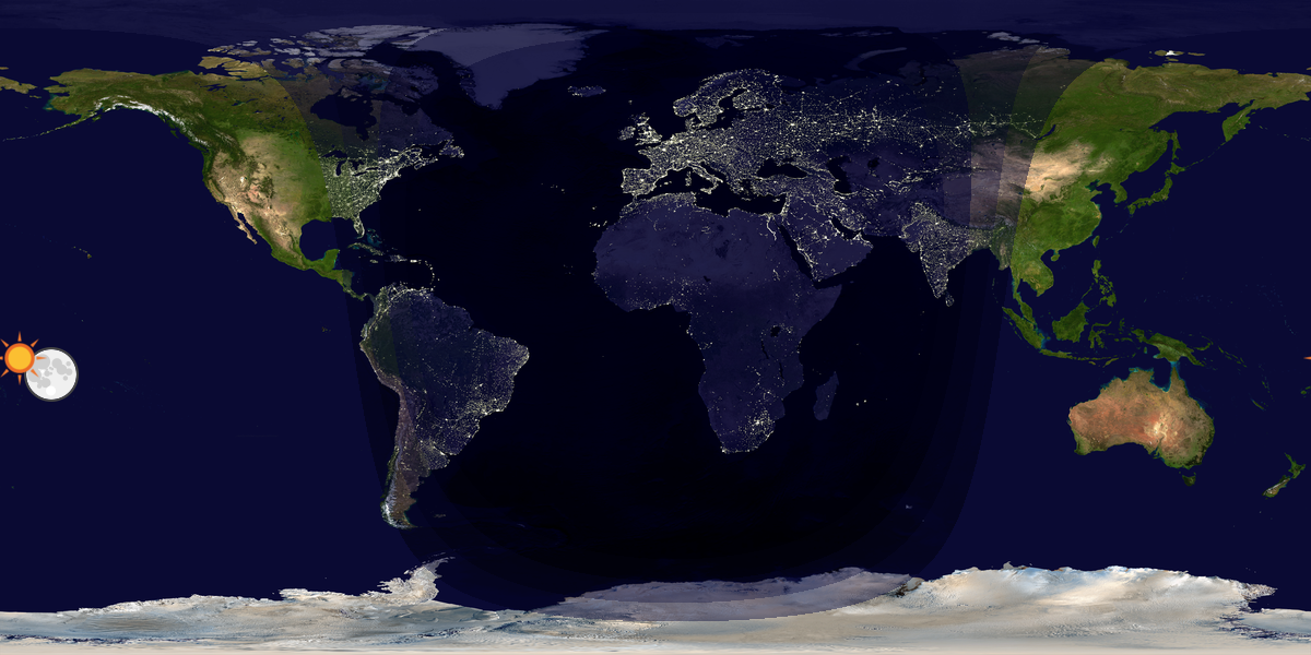 Verdenskart som viser dag og natt 