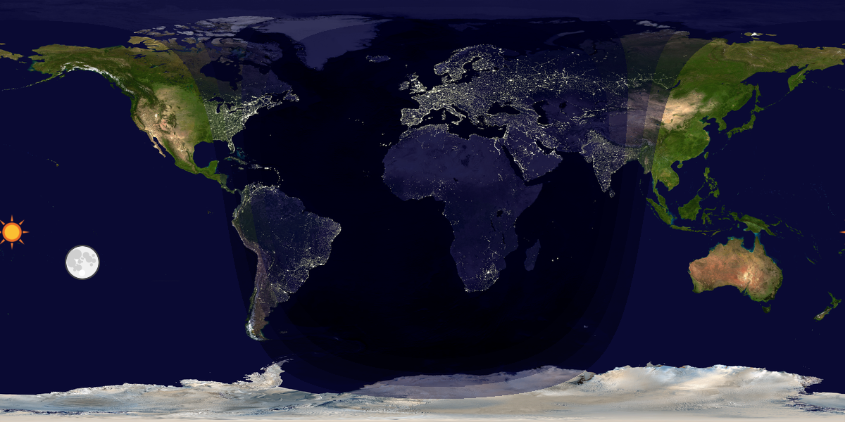 Verdenskart som viser dag og natt 