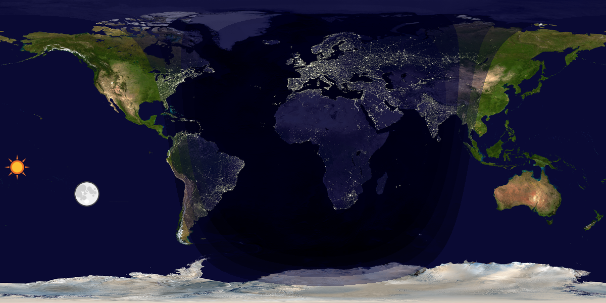 Verdenskart som viser dag og natt 
