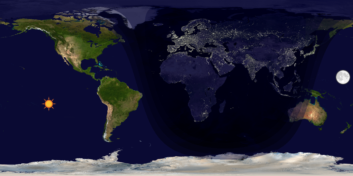 Verdenskart som viser dag og natt 