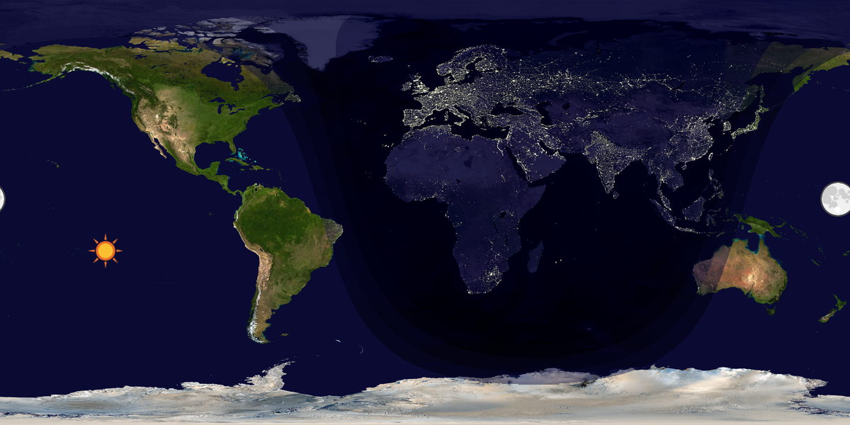 Verdenskart som viser dag og natt 