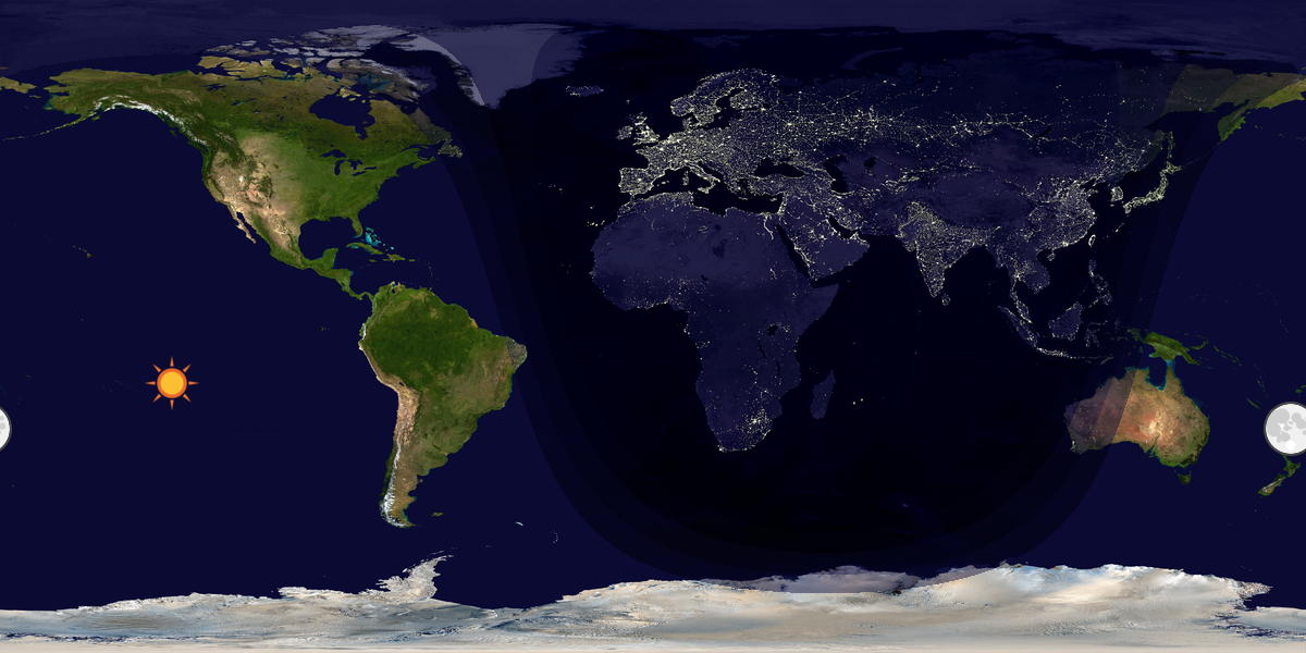 Verdenskart som viser dag og natt 