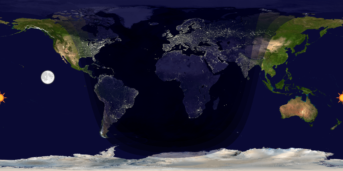 Verdenskart som viser dag og natt 
