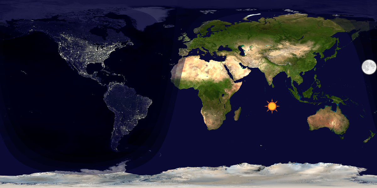 Verdenskart som viser dag og natt 