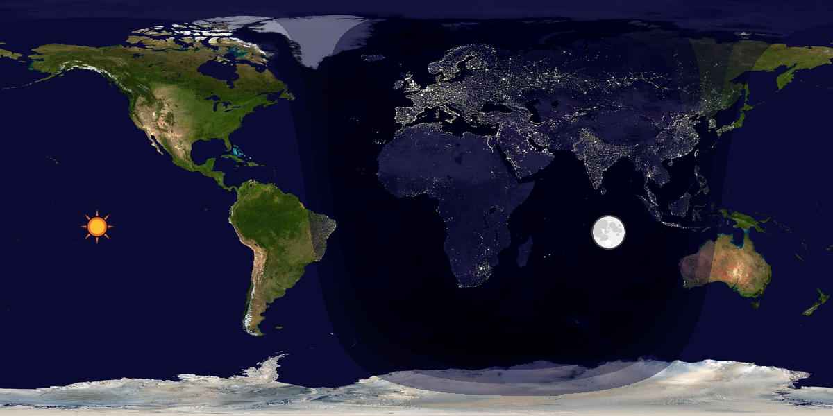 Verdenskart som viser dag og natt 
