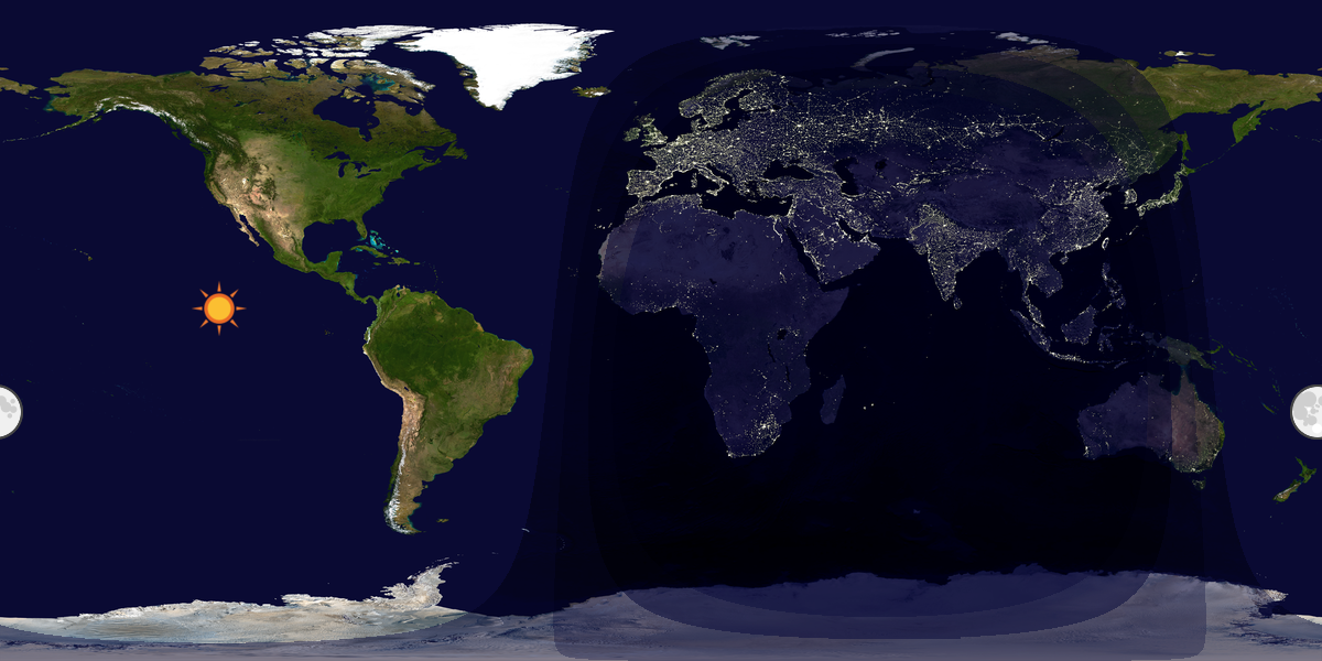 Verdenskart som viser dag og natt 