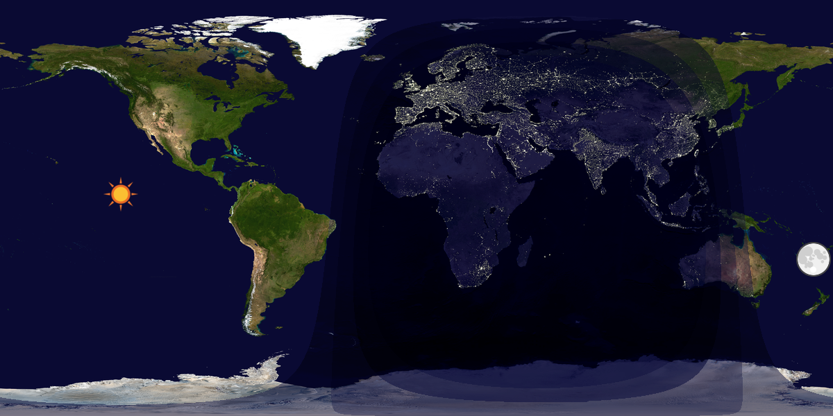 Verdenskart som viser dag og natt 