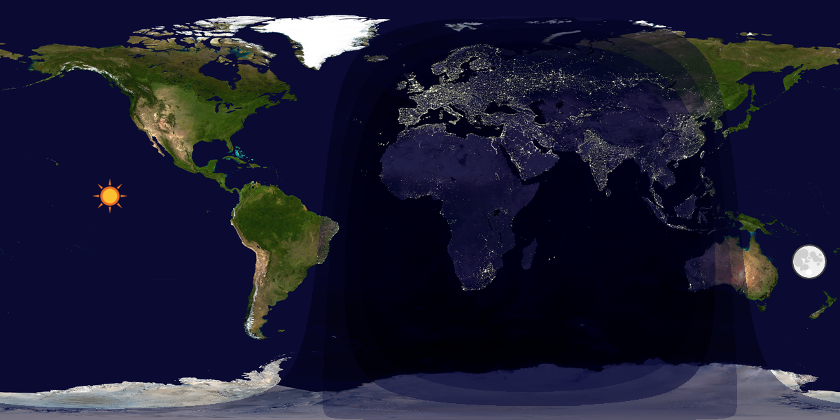 Verdenskart som viser dag og natt 