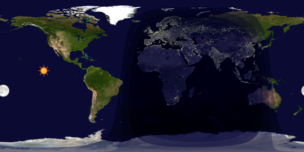 Verdenskart som viser dag og natt 