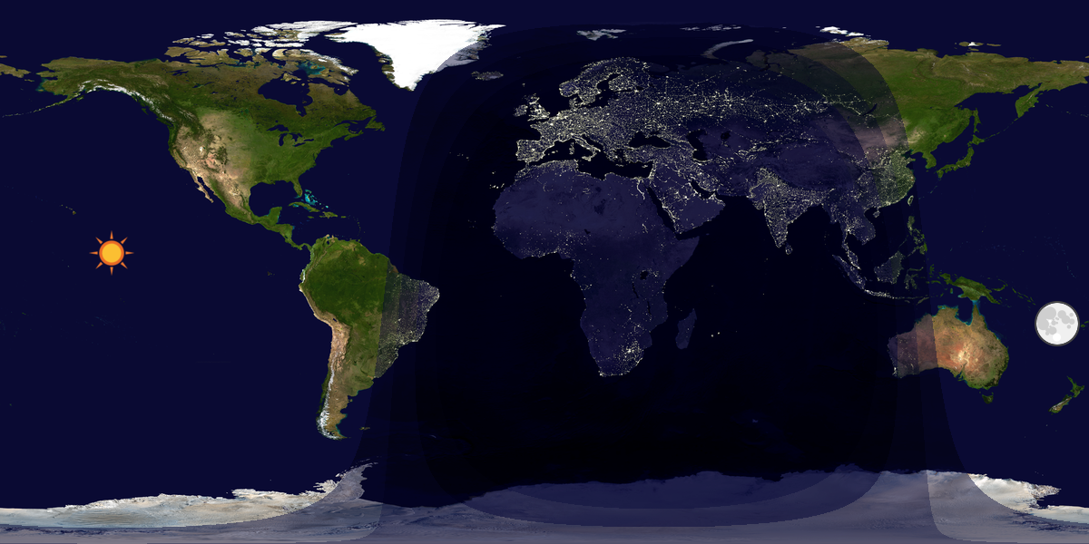 Verdenskart som viser dag og natt 