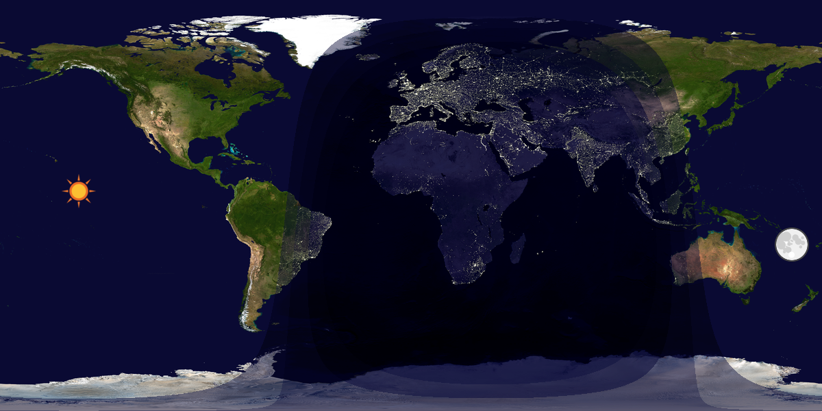 Verdenskart som viser dag og natt 