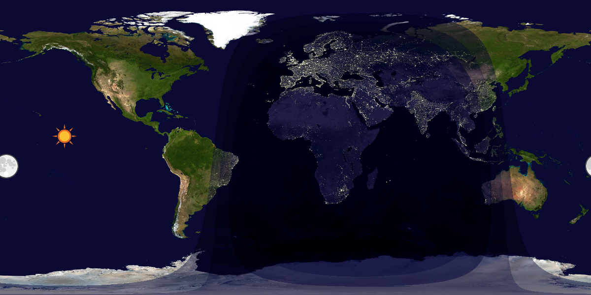 Verdenskart som viser dag og natt 