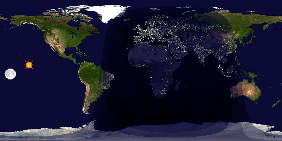 Verdenskart som viser dag og natt 