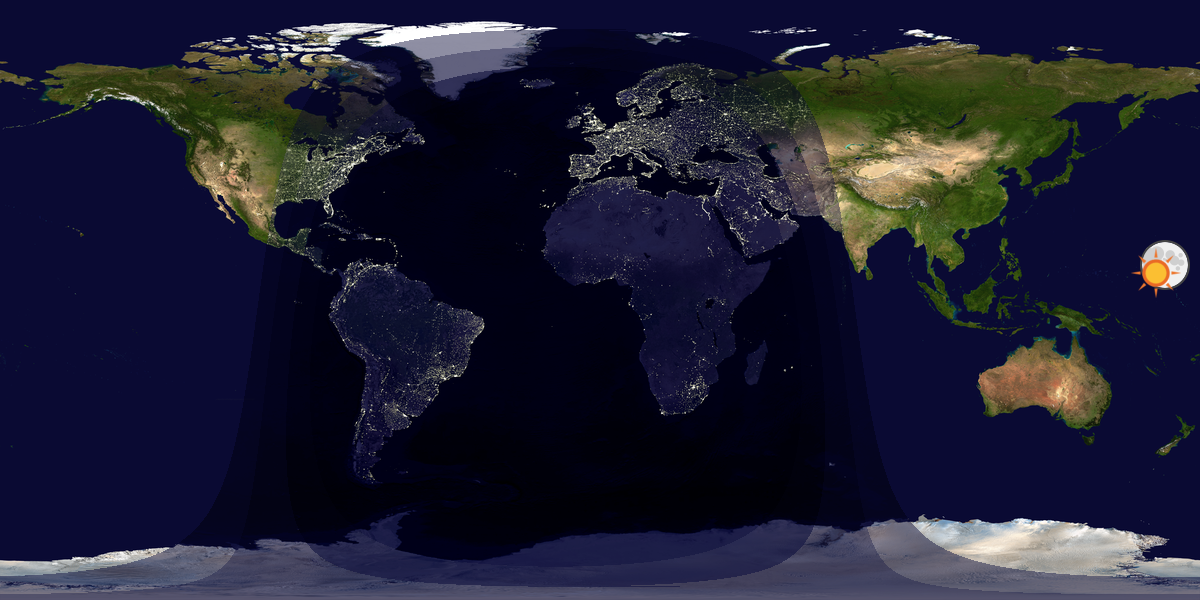 Verdenskart som viser dag og natt 