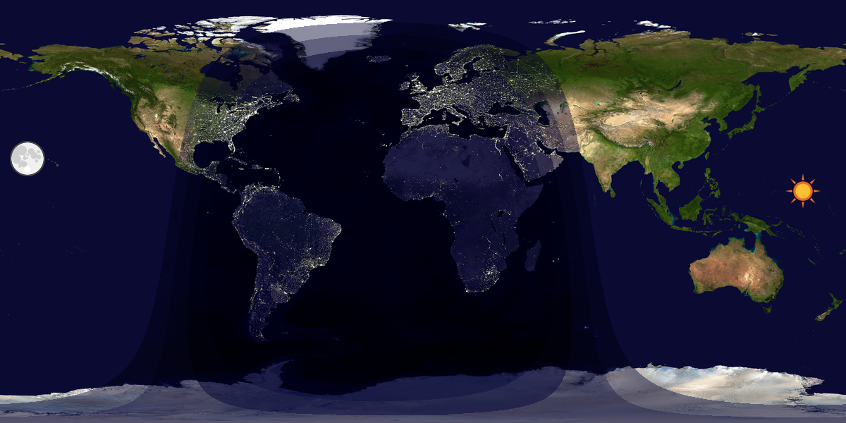 Verdenskart som viser dag og natt 