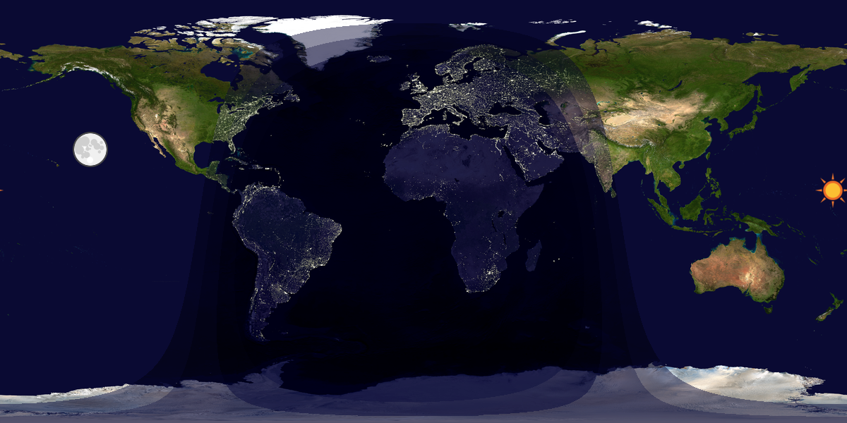 Verdenskart som viser dag og natt 