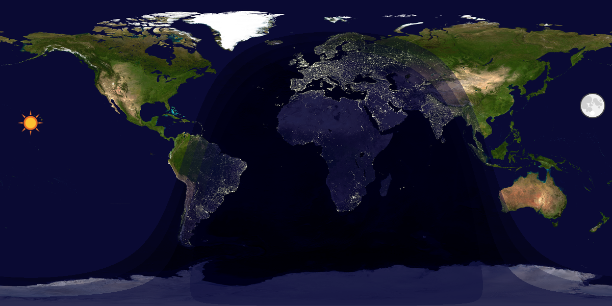 Verdenskart som viser dag og natt 