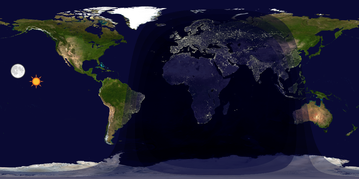 Verdenskart som viser dag og natt 
