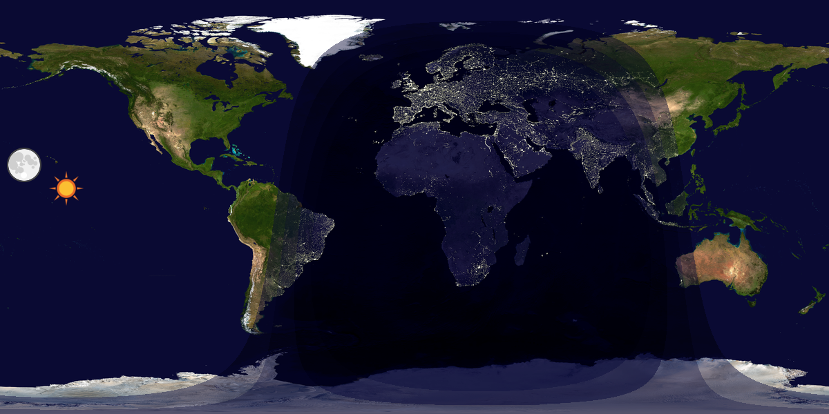 Verdenskart som viser dag og natt 