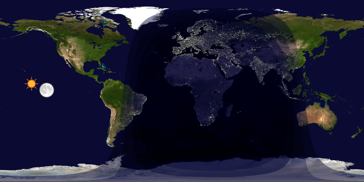 Verdenskart som viser dag og natt 