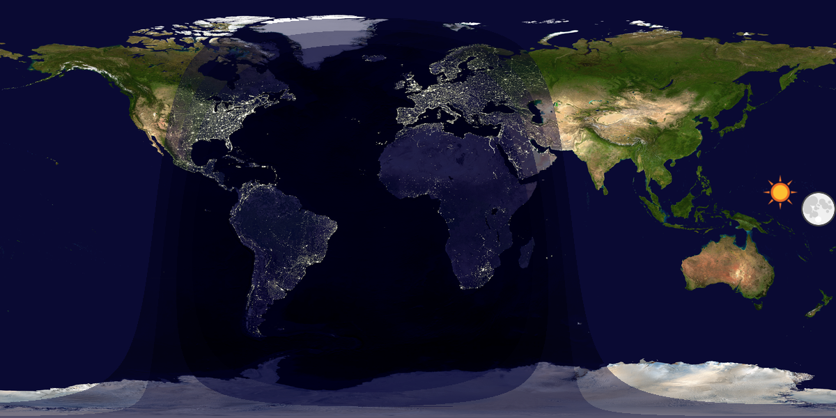 Verdenskart som viser dag og natt 