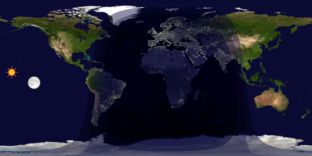 Verdenskart som viser dag og natt 