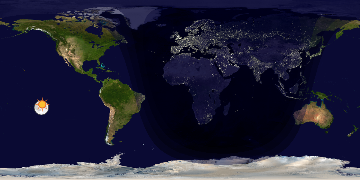 Verdenskart som viser dag og natt 