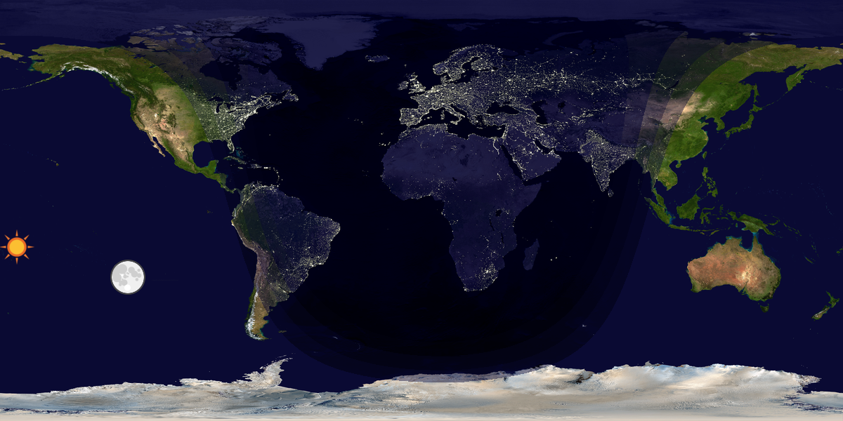 Verdenskart som viser dag og natt 