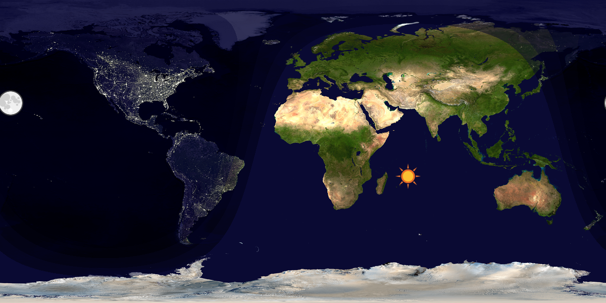 Verdenskart som viser dag og natt 