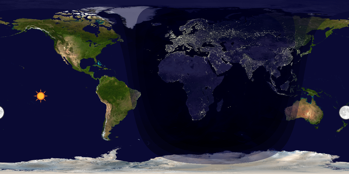 Verdenskart som viser dag og natt 