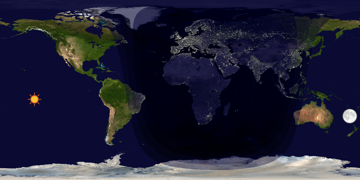 Verdenskart som viser dag og natt 