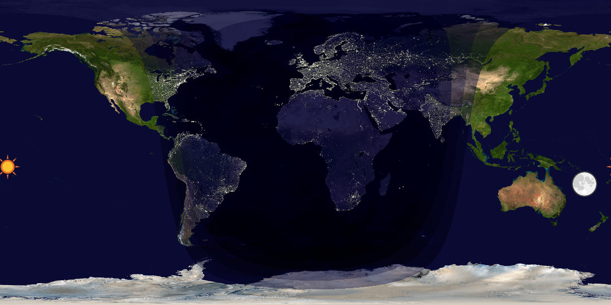 Verdenskart som viser dag og natt 