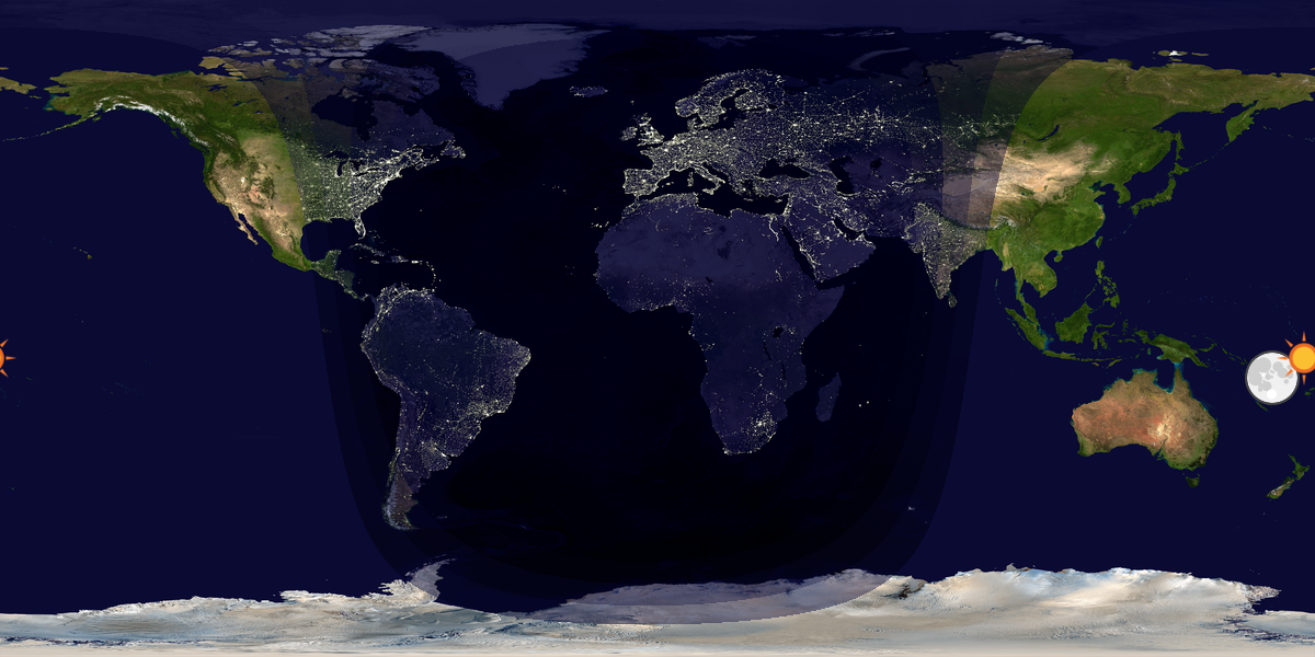 Verdenskart som viser dag og natt 