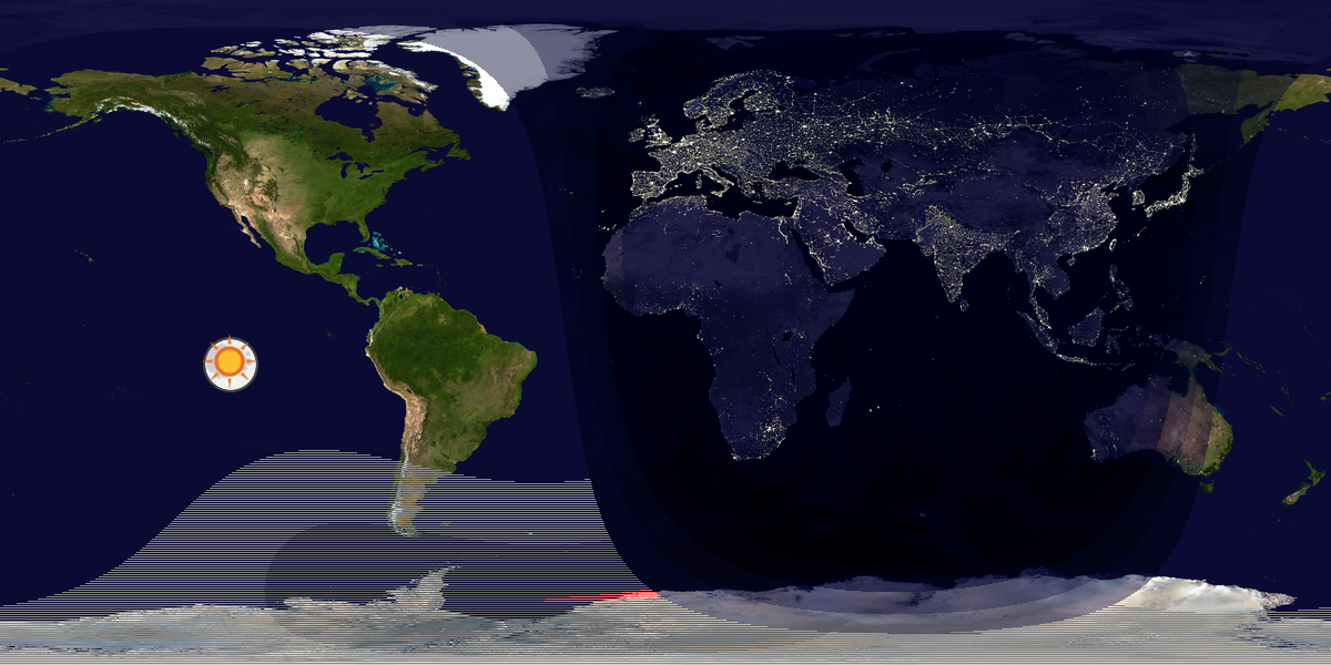 Verdenskart som viser dag og natt 