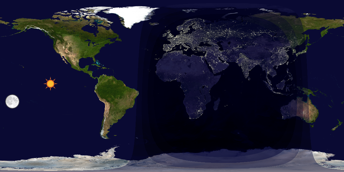 Verdenskart som viser dag og natt 