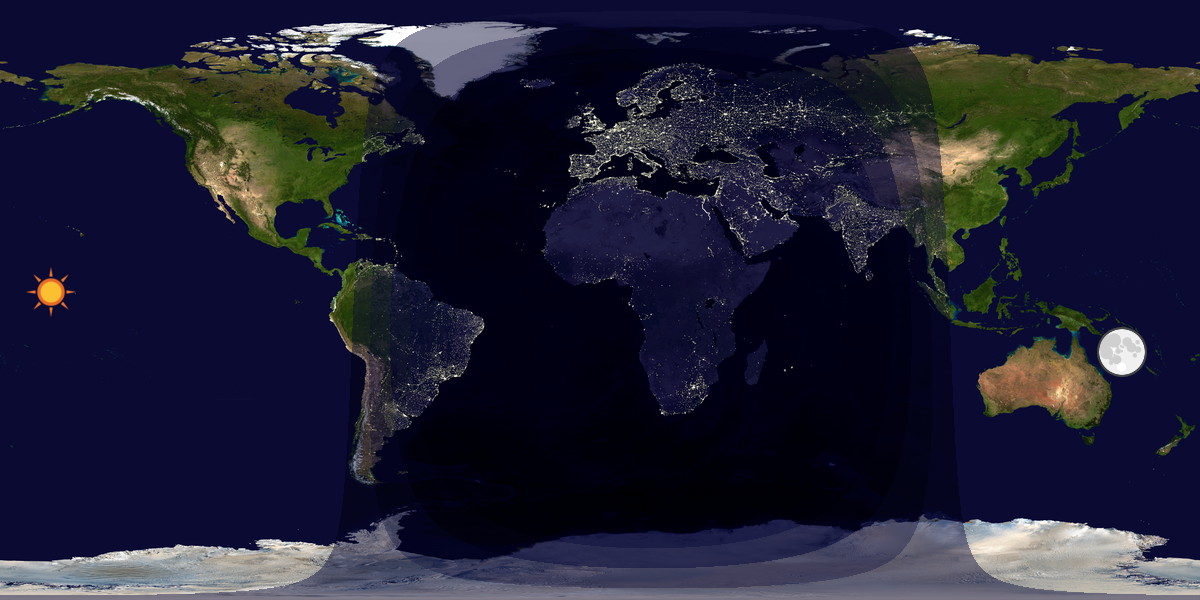 Verdenskart som viser dag og natt 