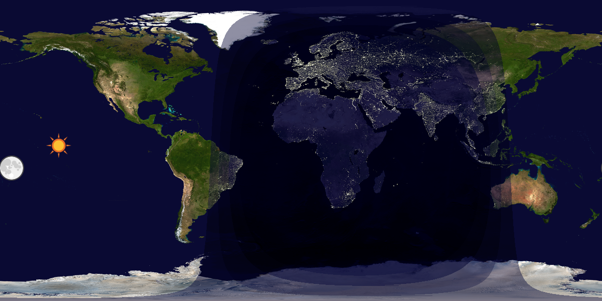 Verdenskart som viser dag og natt 