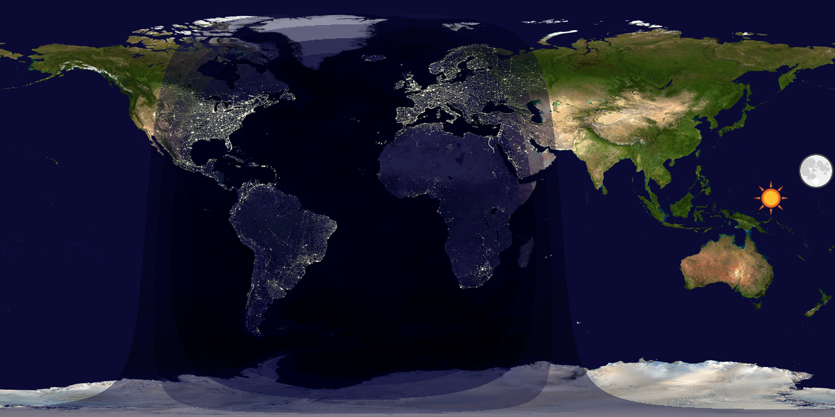 Verdenskart som viser dag og natt 