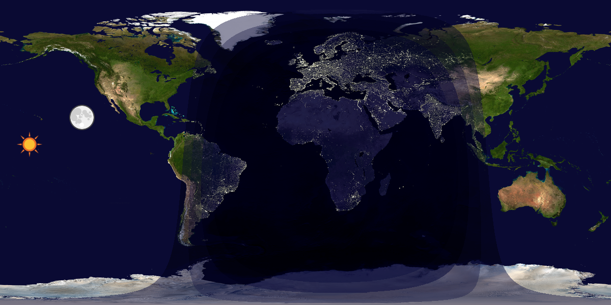 Verdenskart som viser dag og natt 