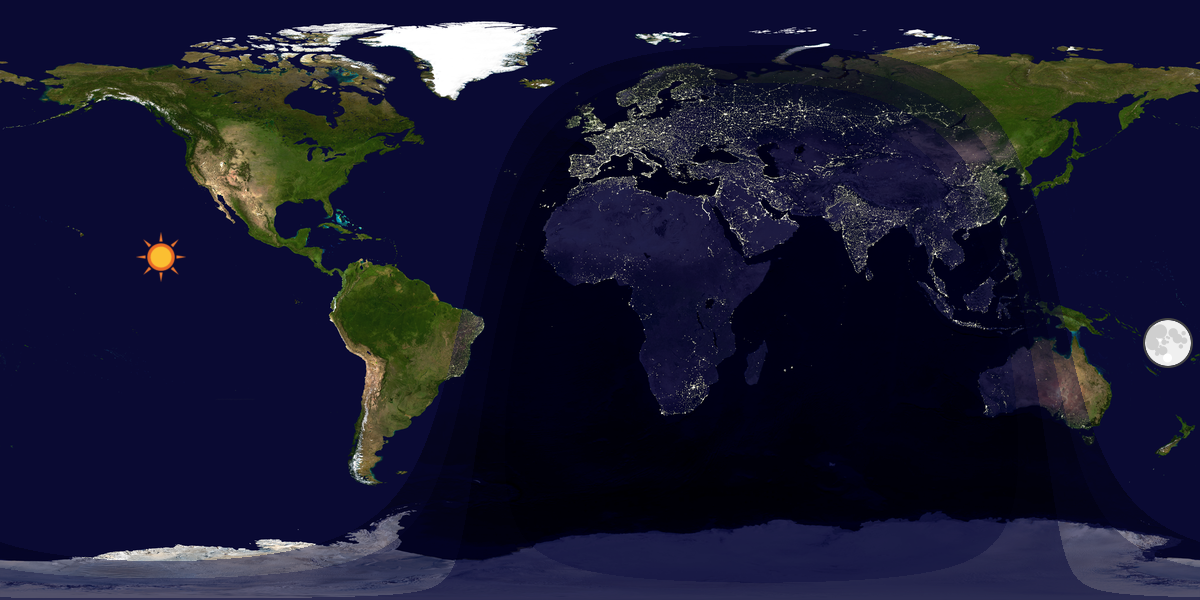 Verdenskart som viser dag og natt 