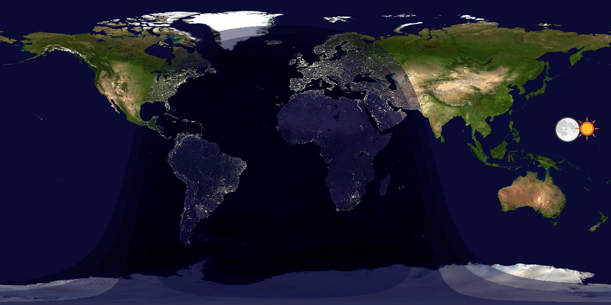 Verdenskart som viser dag og natt 