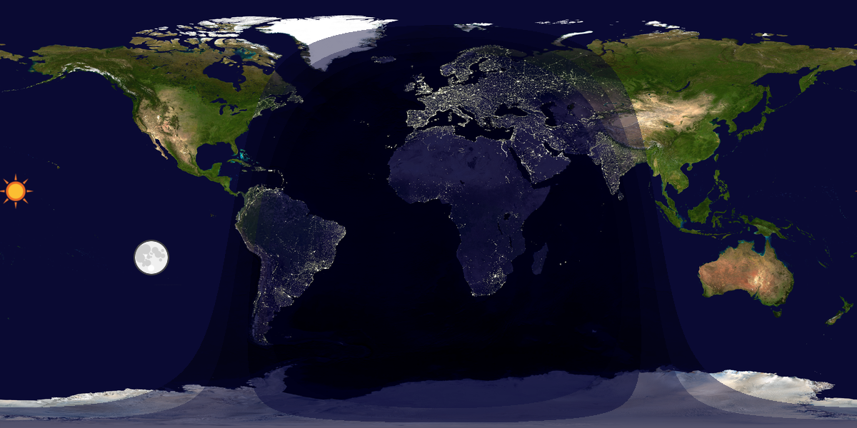 Verdenskart som viser dag og natt 