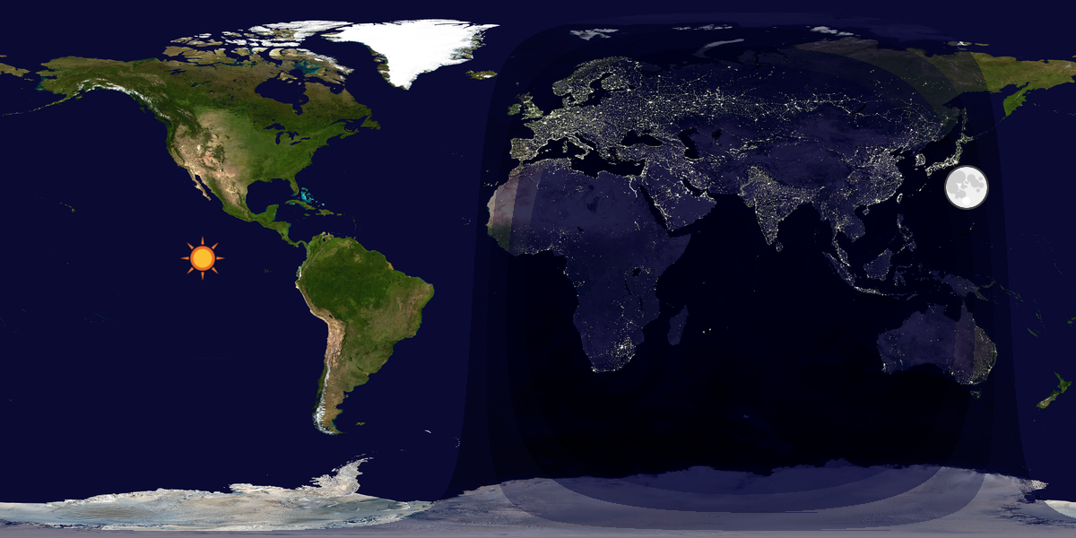 Verdenskart som viser dag og natt 