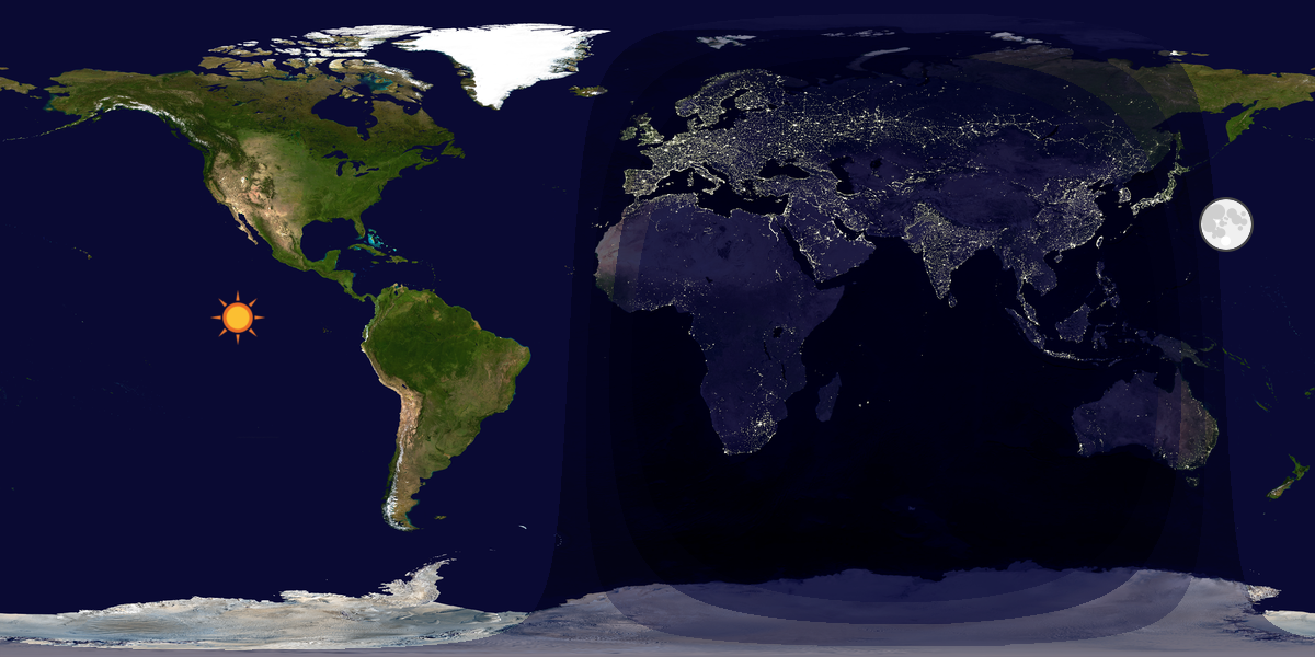 Verdenskart som viser dag og natt 