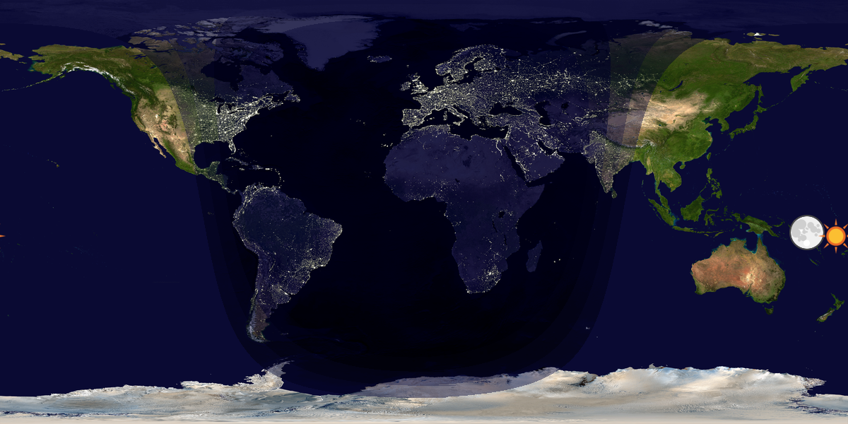 Verdenskart som viser dag og natt 