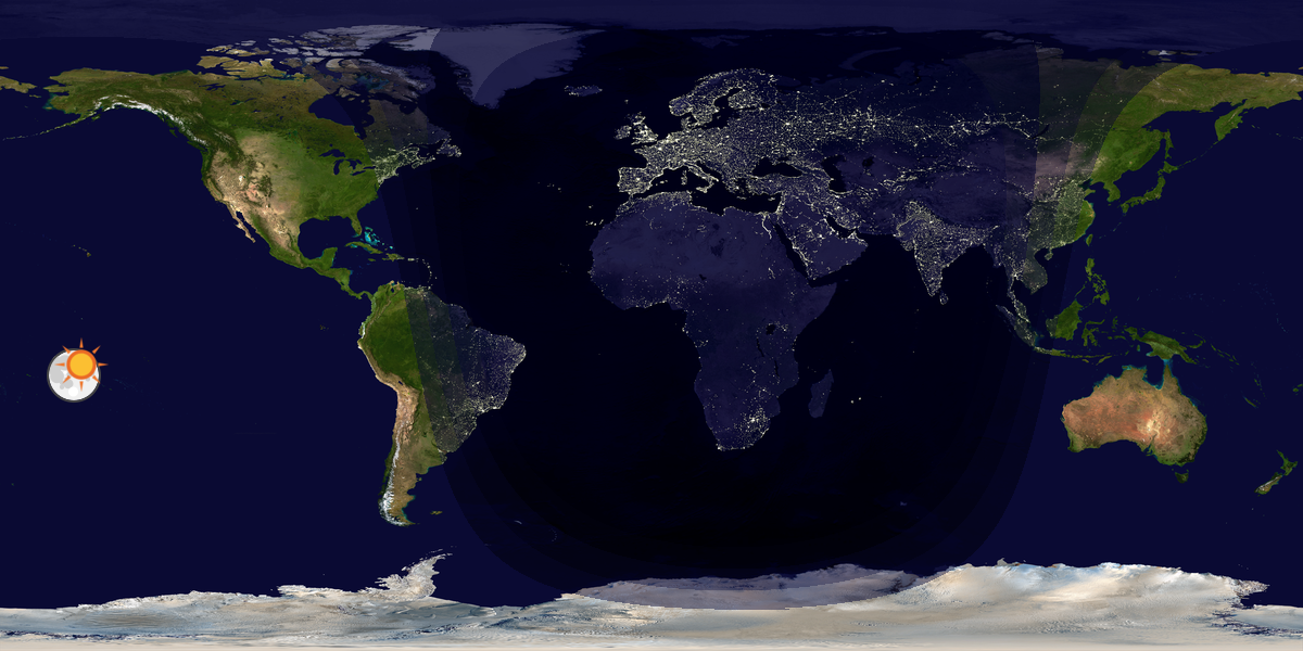Verdenskart som viser dag og natt 
