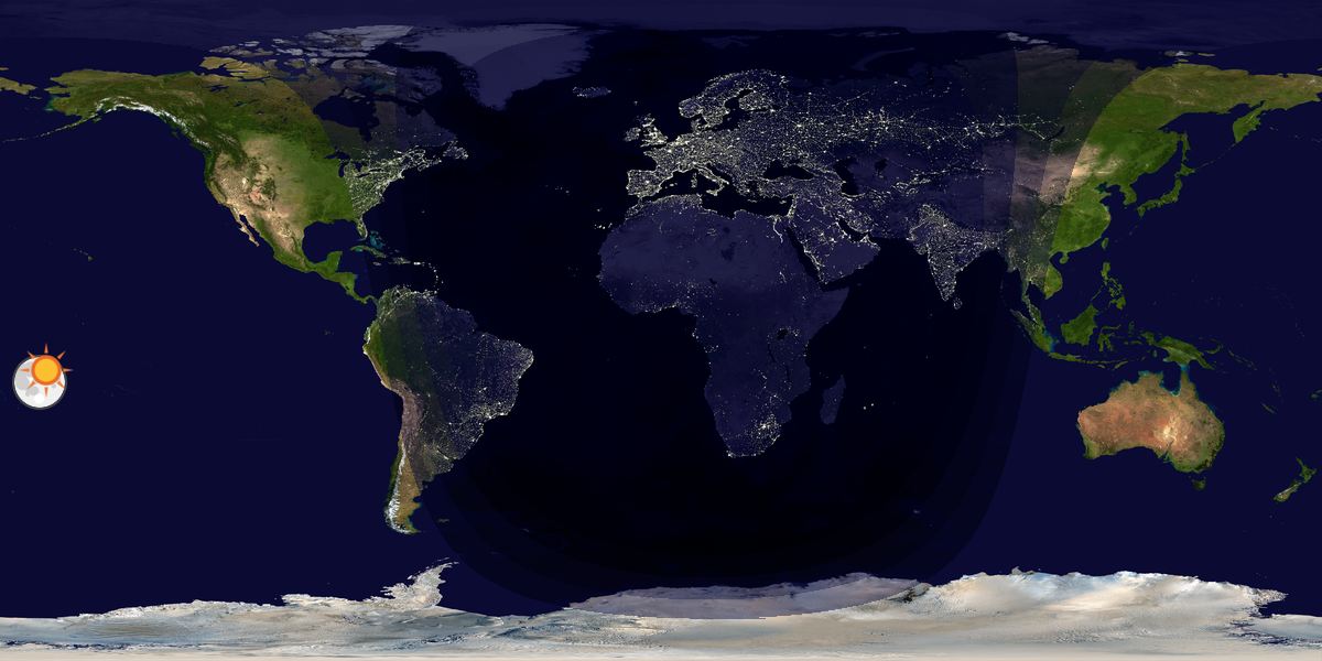 Verdenskart som viser dag og natt 