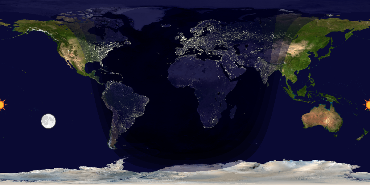 Verdenskart som viser dag og natt 